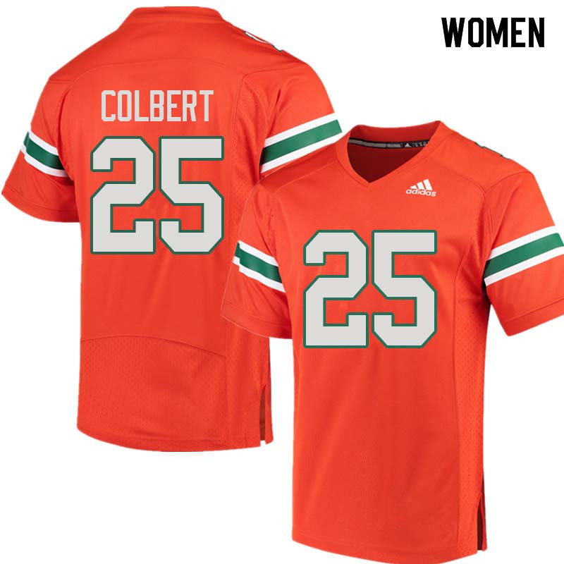 Women Miami Hurricanes #25 Adrian Colbert College Football Jerseys Sale-Orange - Click Image to Close